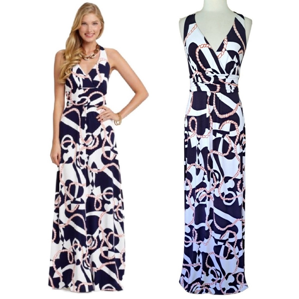 Lilly Pulitzer Maxi Halter Dress size medium Nautical Print